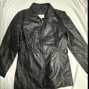 Worthington Womens Medium Lambskin Leather Jacket Black Zip 90s Y2K Vintage